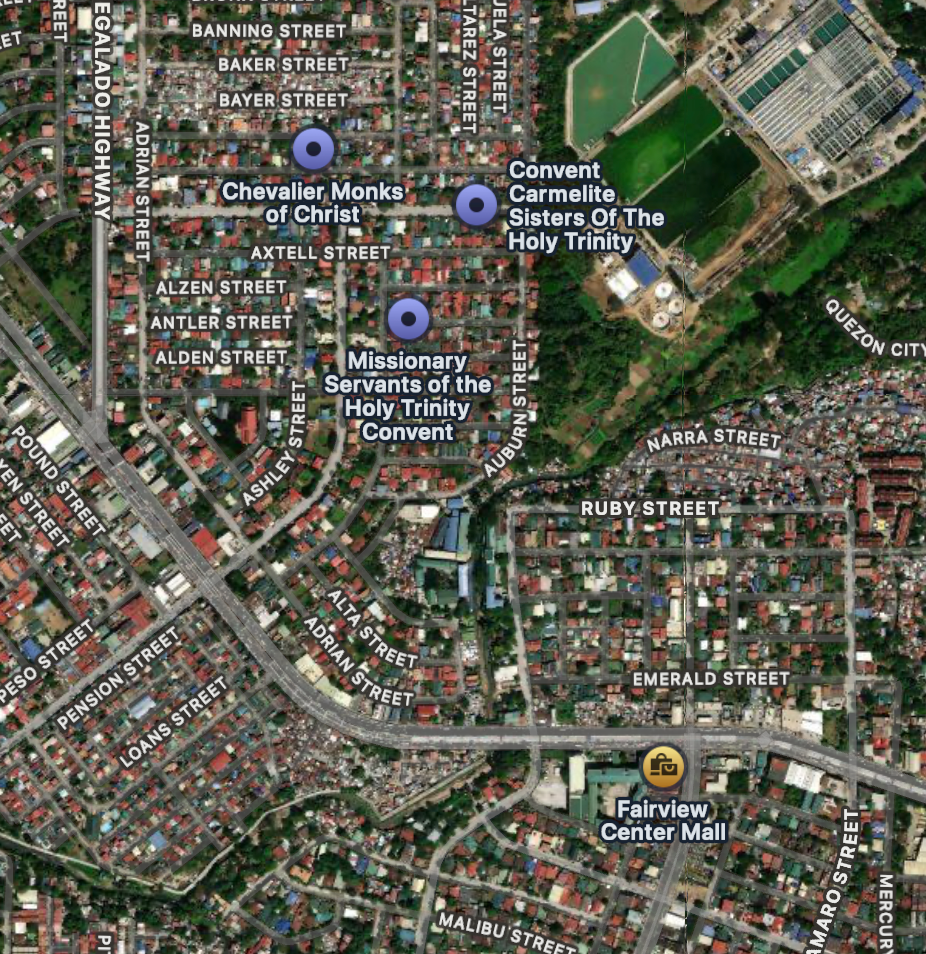 The Fairview Center Mall (FCM) is where the bride-to-be was going to buy her shoes. Could she be in one of the three monasteries in the area?